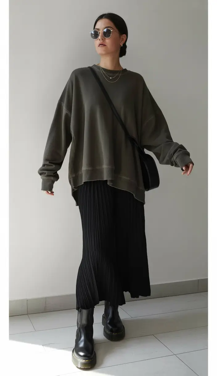 everyday outfits winter chic Muted Grunge with a Feminine Edge