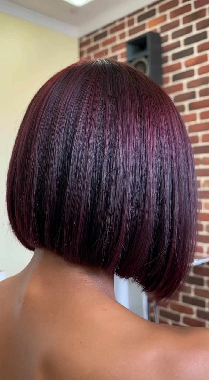 hair color for dark skin tone Plum Velvet Bob