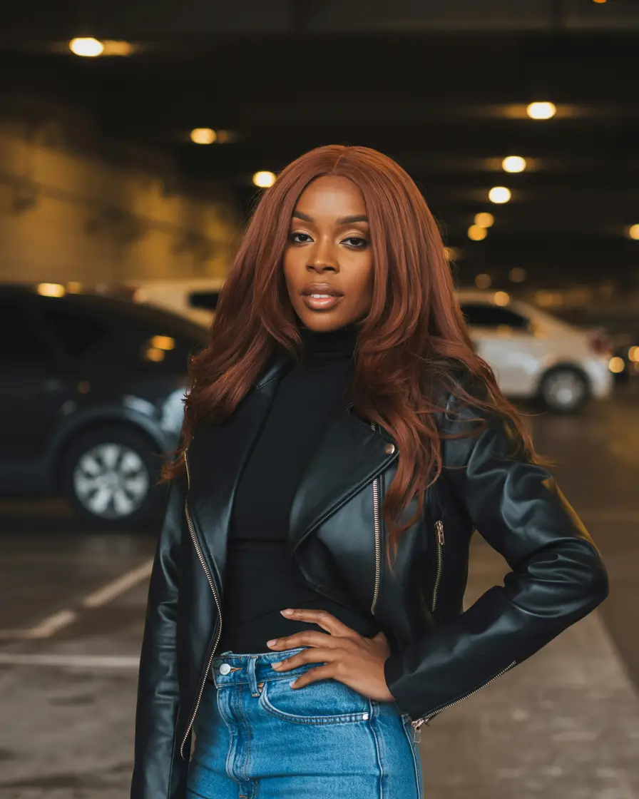 hair color for dark skin black women Rusted Copper Layers