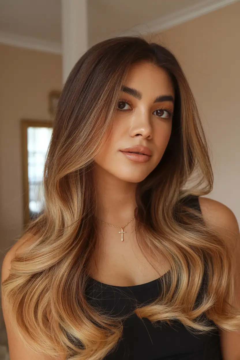 hair color for tan skin asian long hair Toffee Melt Balayage