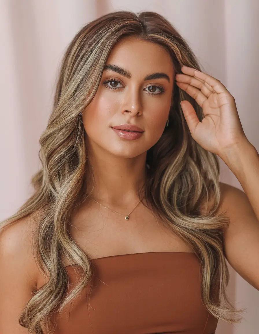 hair color for tan skin tone Honey Melt Balayage