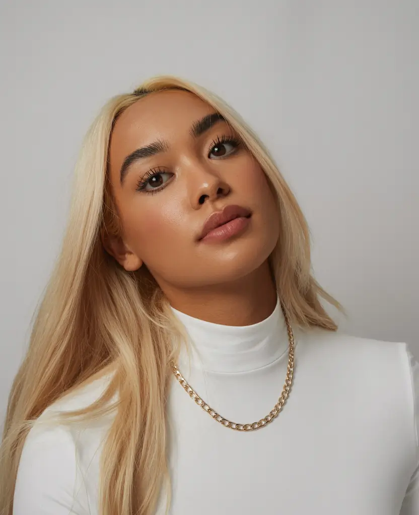 hair color for tan skin tone Platinum Glow Blonde