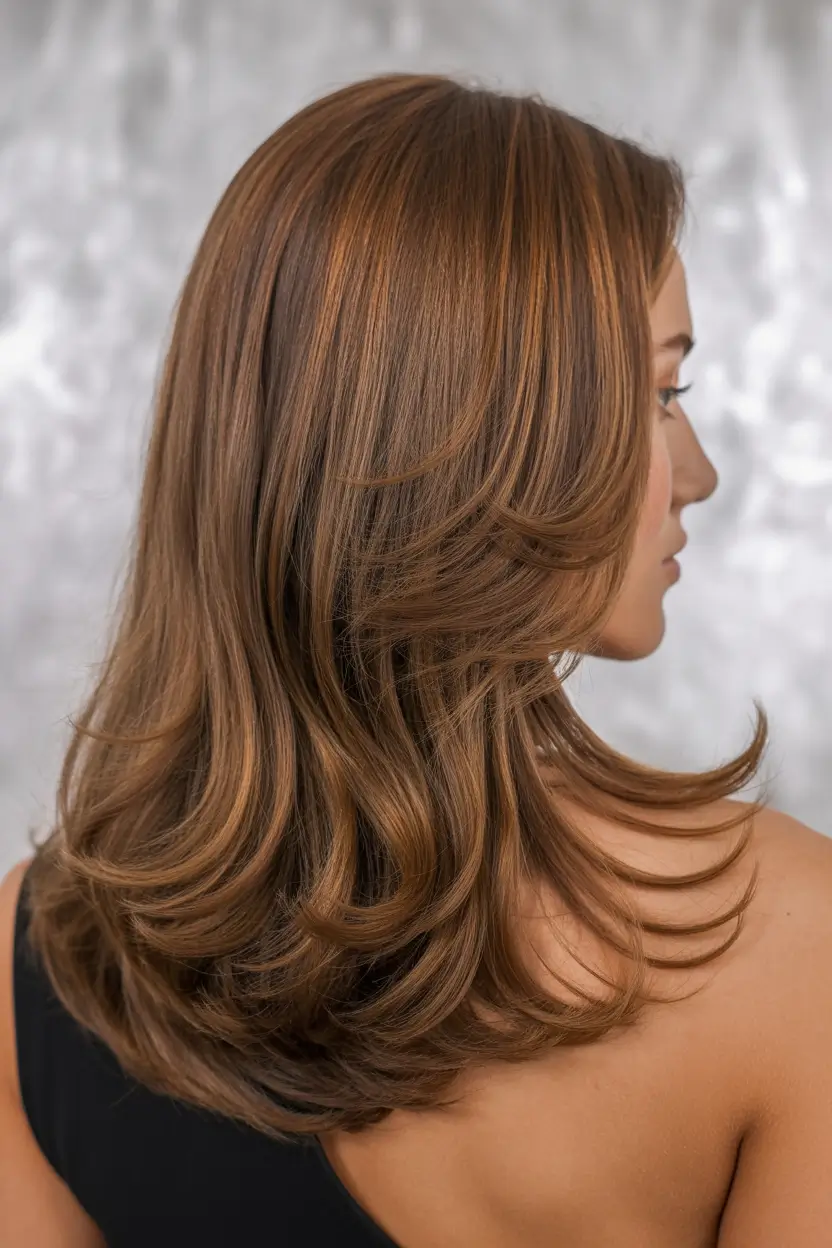 hair color warm skin tone Caramel Layered Perfection