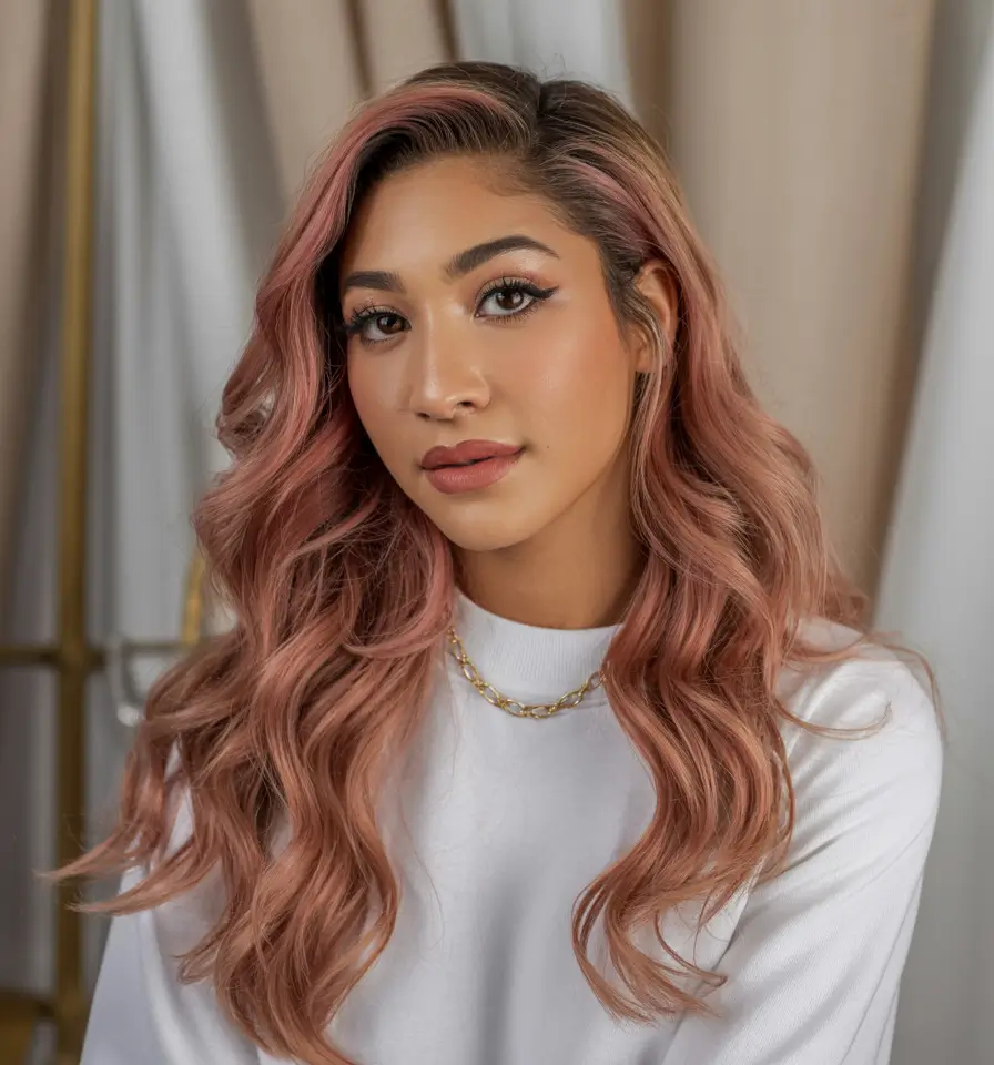 hair color warm skin tone Milk Tea Rose Waves