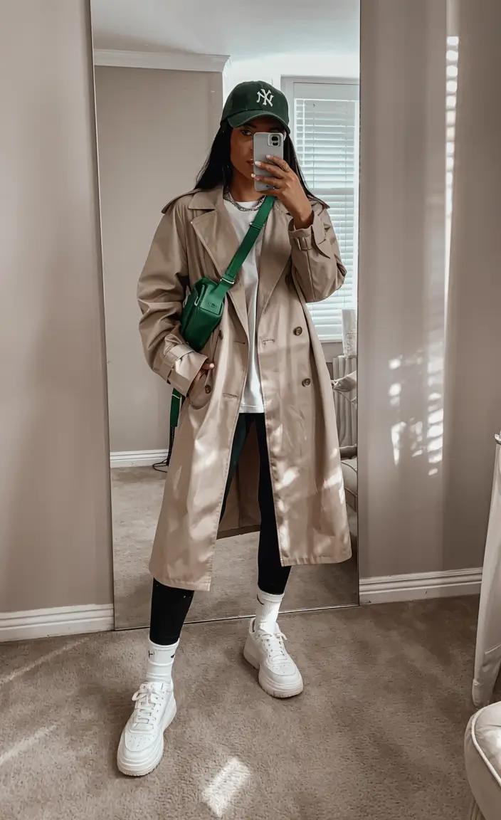 new york outfits spring Classic Trench Green Energy