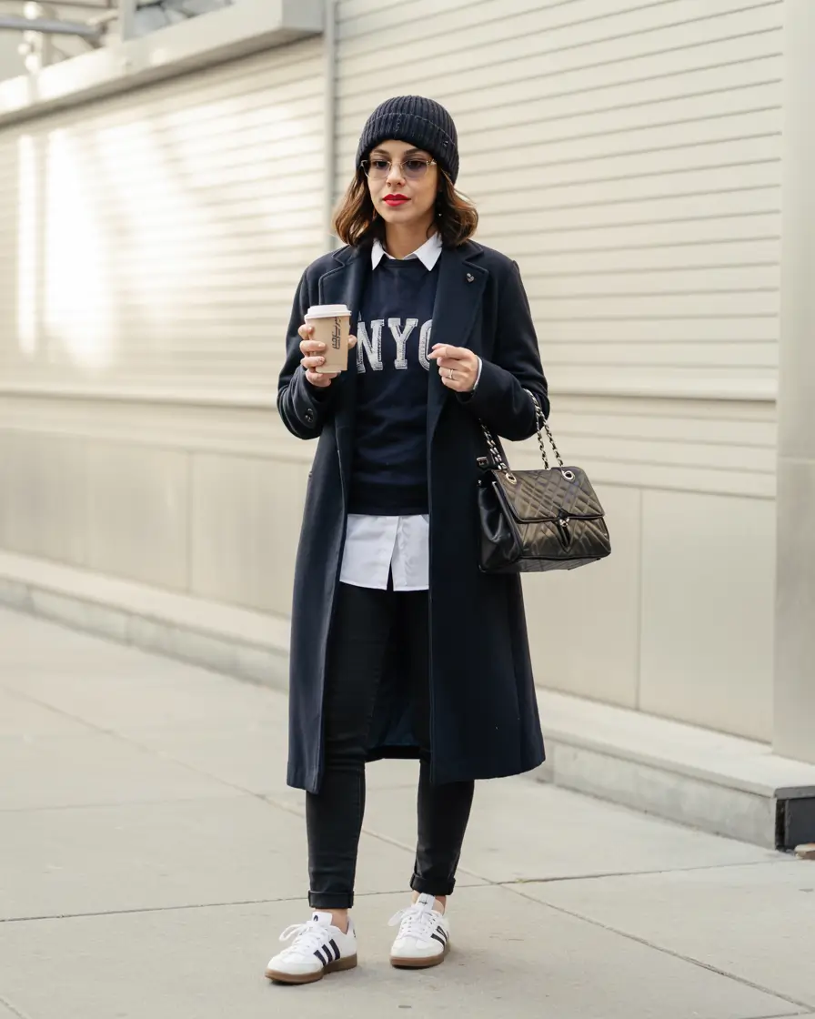 new york outfits autumn Preppy Cool in Monochrome Layers