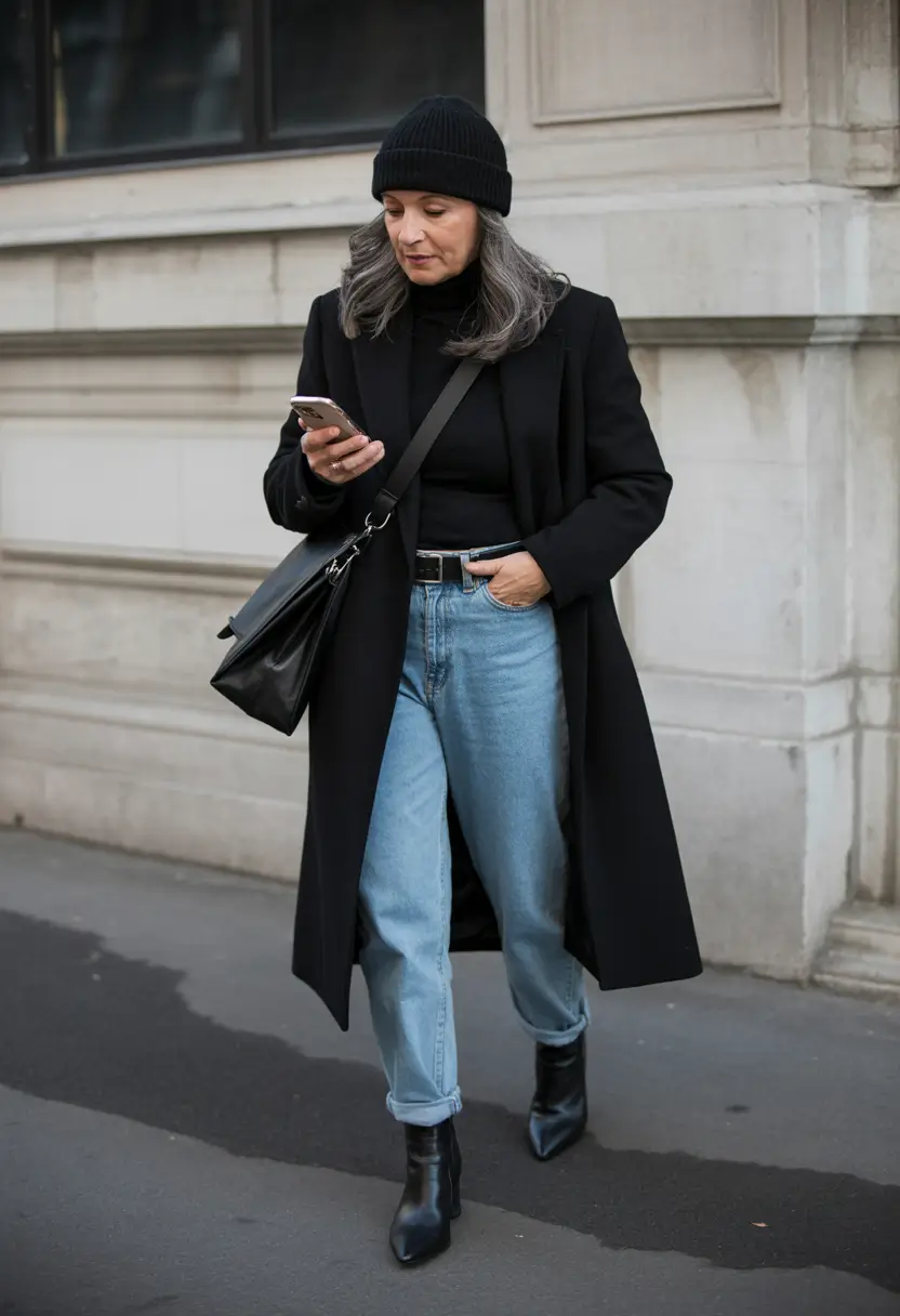 outfits for women over 50 winter Street Black with a Smart Edge