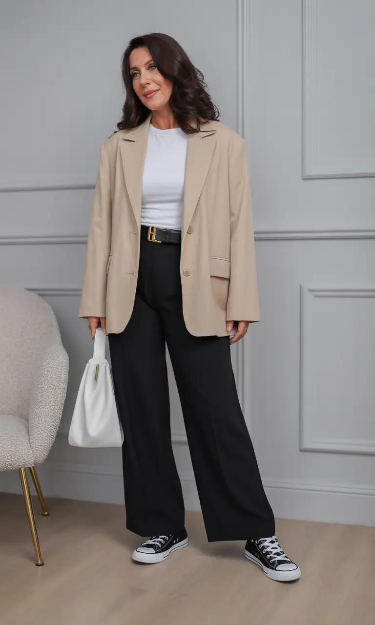 outfits for women over 50 spring Soft Neutrals Meet Sharp Tailoring
