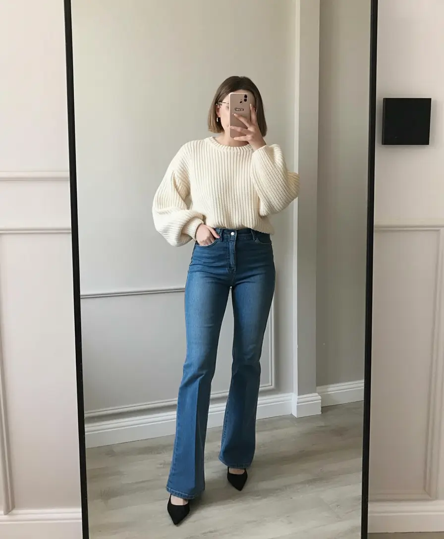 outfits for women over 50 casual Denim Revival with Subtle Elegance