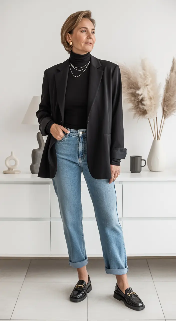 outfits for women over 50 years old Relaxed Chic with a Boyfriend Blazer