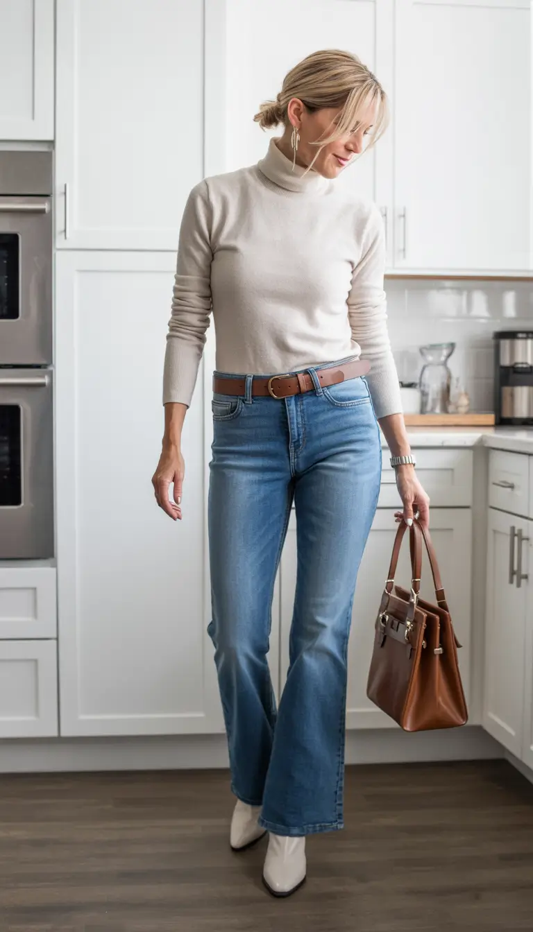 outfits for women over 50 spring Classic Denim Grace with a Modern Touch
