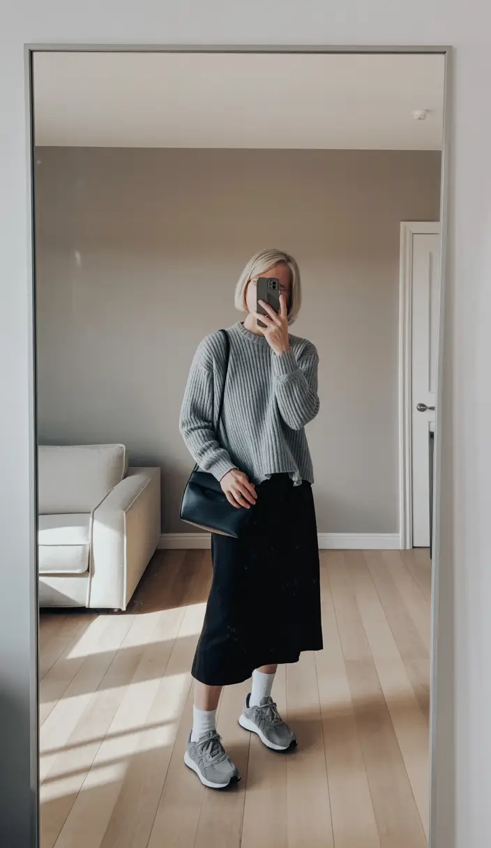outfits for women over 50 midsize Minimalist Street Style with Sporty Vibes