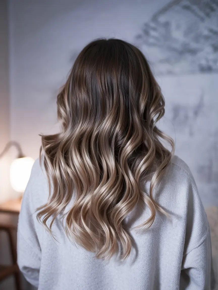 blonde hair color 2026 Soft Beige Balayage Waves