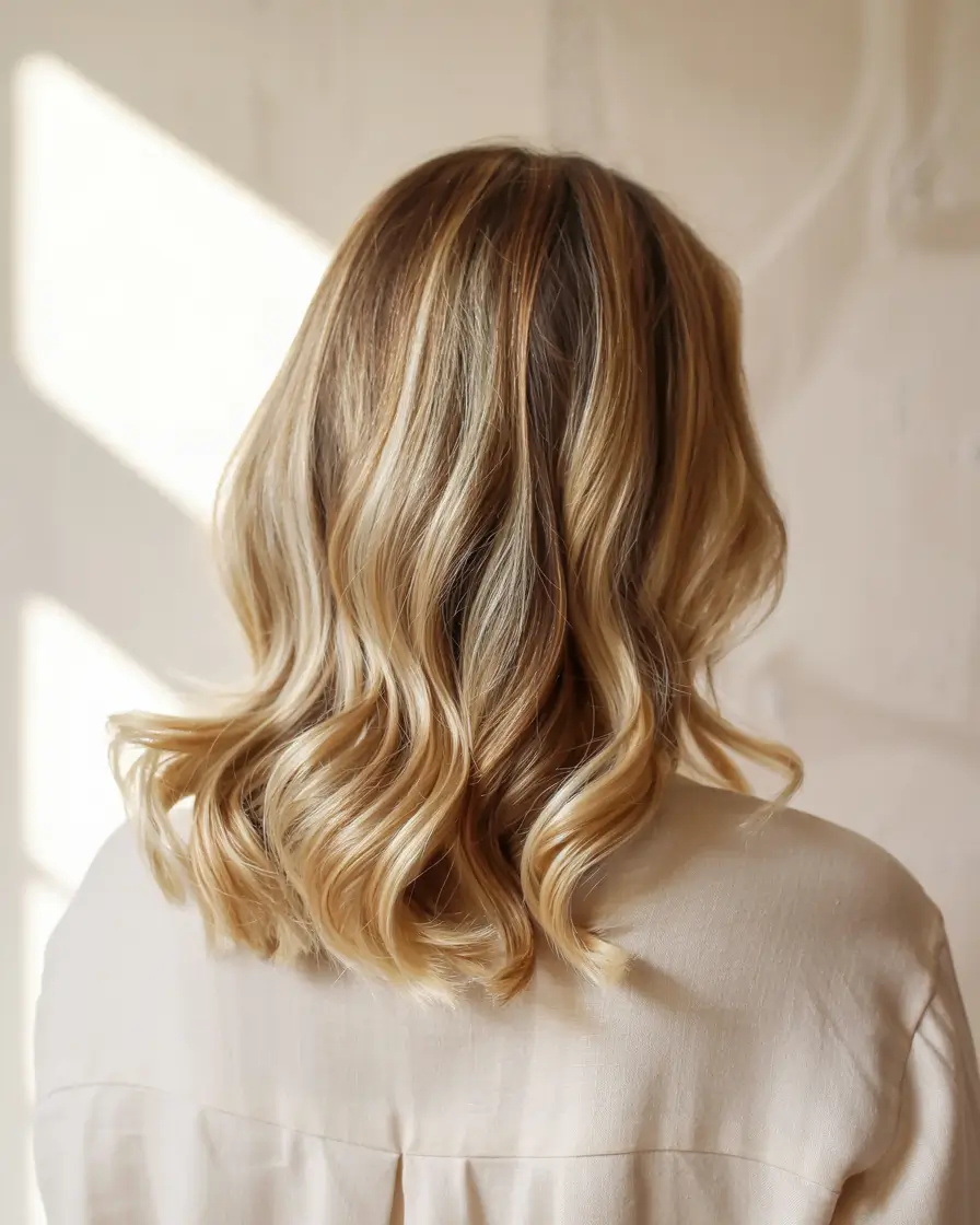 blonde hair color 2026 Golden Beige Glow Waves