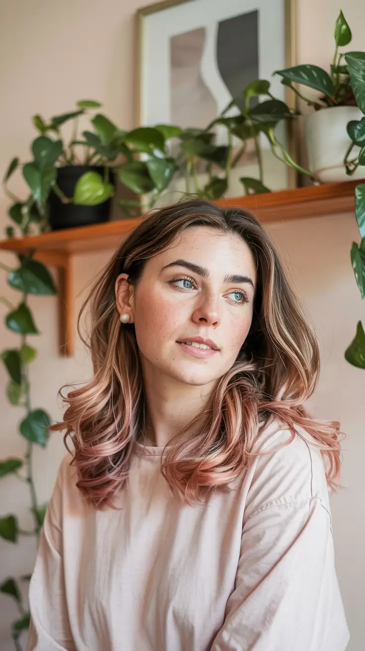 blonde hair color 2026 Rose-Toned Balayage