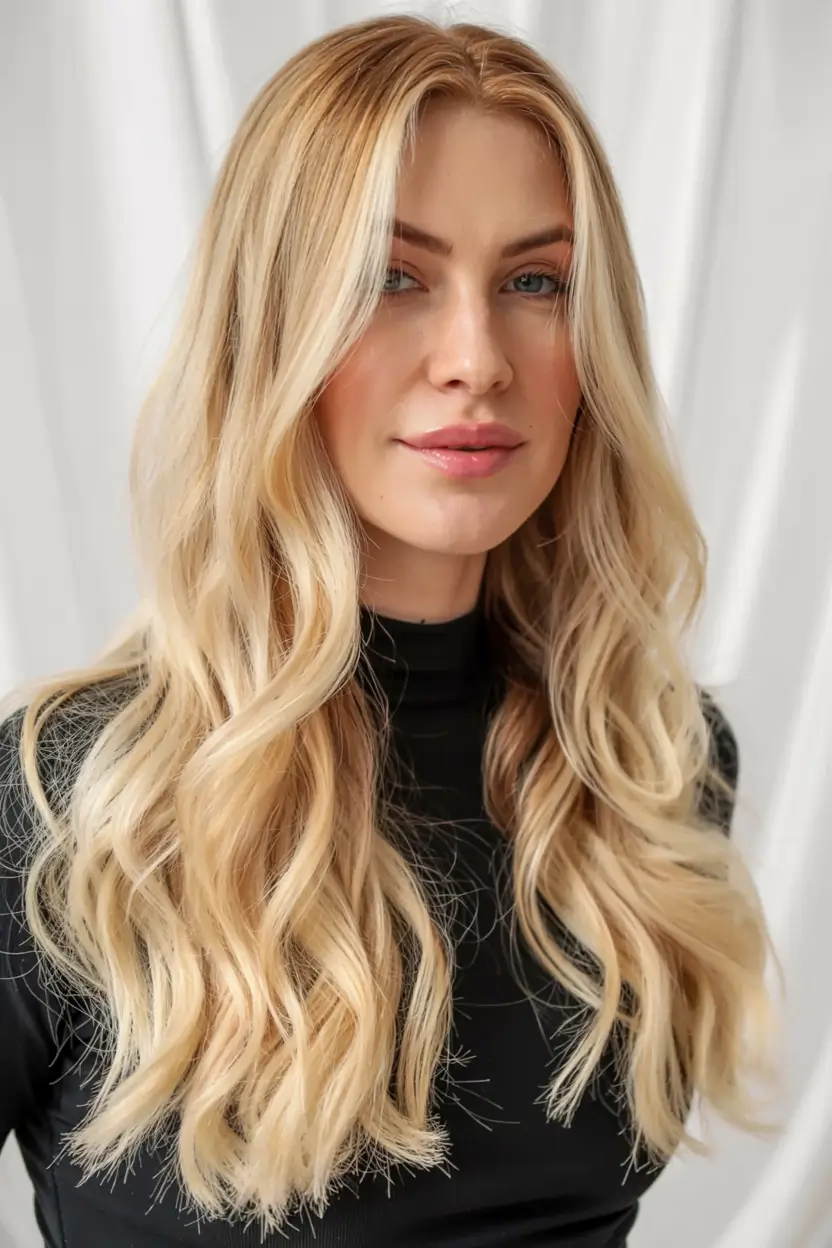 blonde hair color 2026 Golden Vanilla Waves