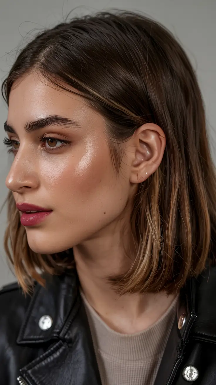 brown hair colors 2026 ideas brunette bob with blonde ends