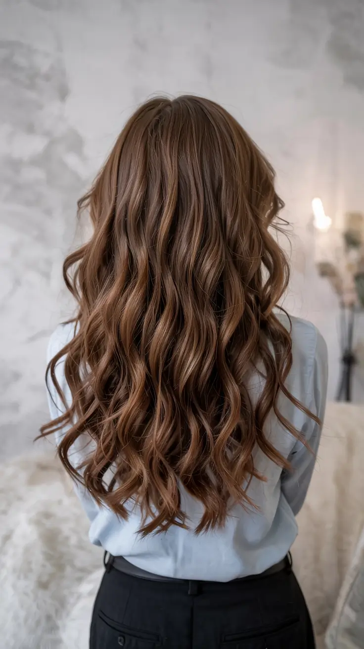 brown hair colors 2026 ideas Toasted Silk Brunette Waves
