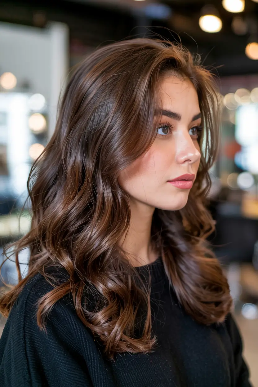 Brown hair colors 2026 ideas Warm Chocolate Curls With Subtle Honey Shine