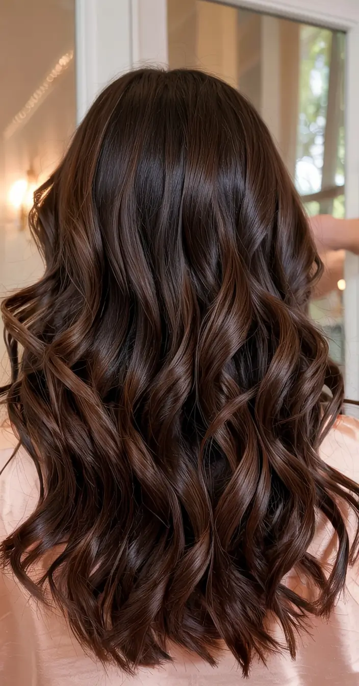brunette hair color 2026 Midnight Espresso Curls