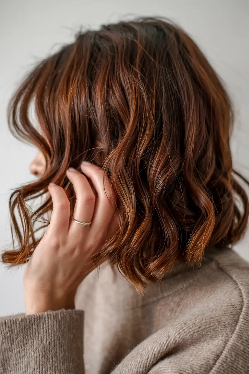 brunette hair color 2026 Caramel-Toned Short Crop
