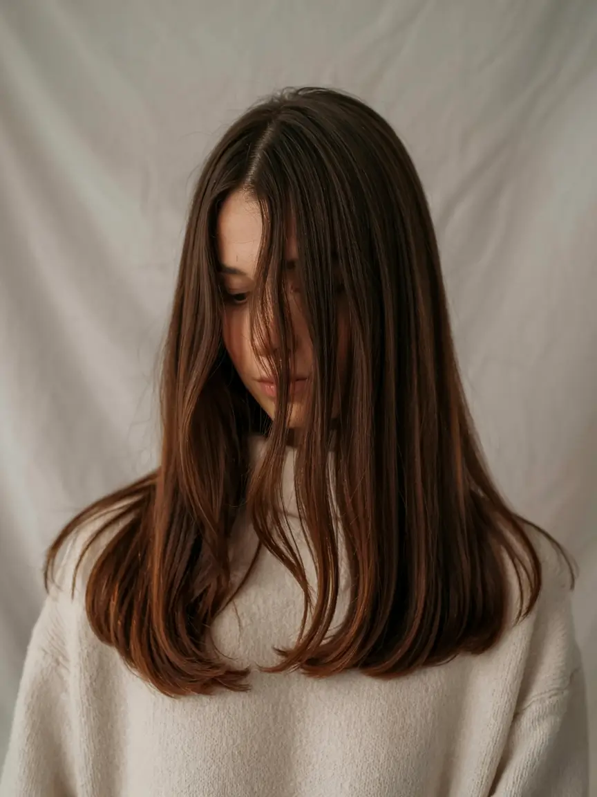 brunette hair color 2026 Minimalist Chestnut Flow