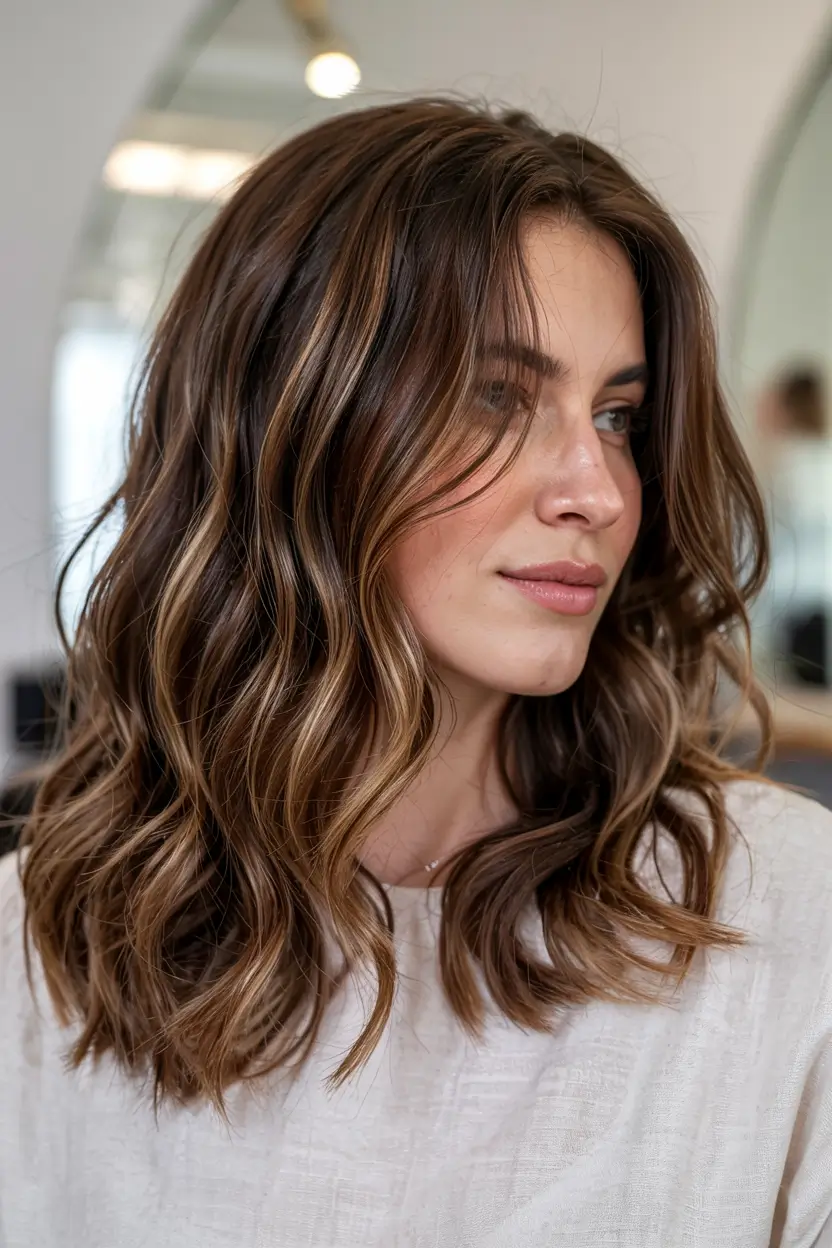 brunette hair color 2026 Golden Mocha Balayage