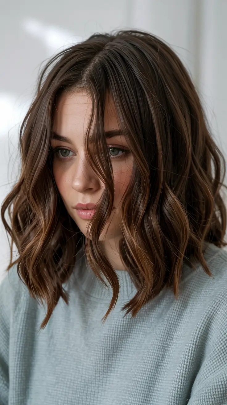 brunette hair color 2026 Textured Toffee Bob