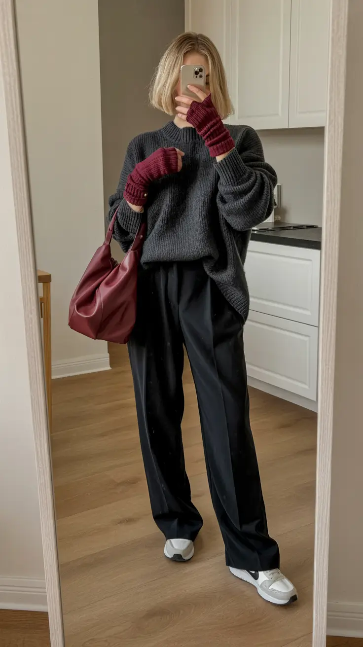 capsule wardrobe outfits 2026 Relaxed Elegance with Knit and Sporty Accents