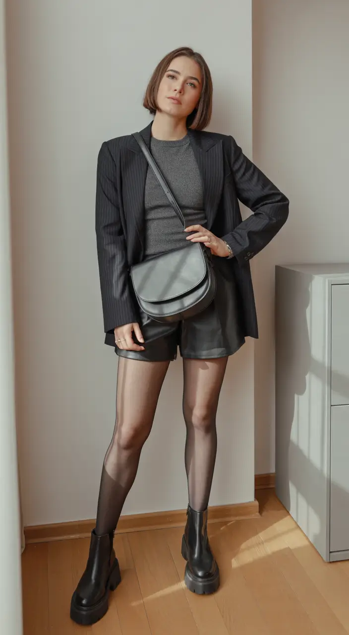 capsule wardrobe outfits 2026 Modern Edgy Layers for Transitional Days