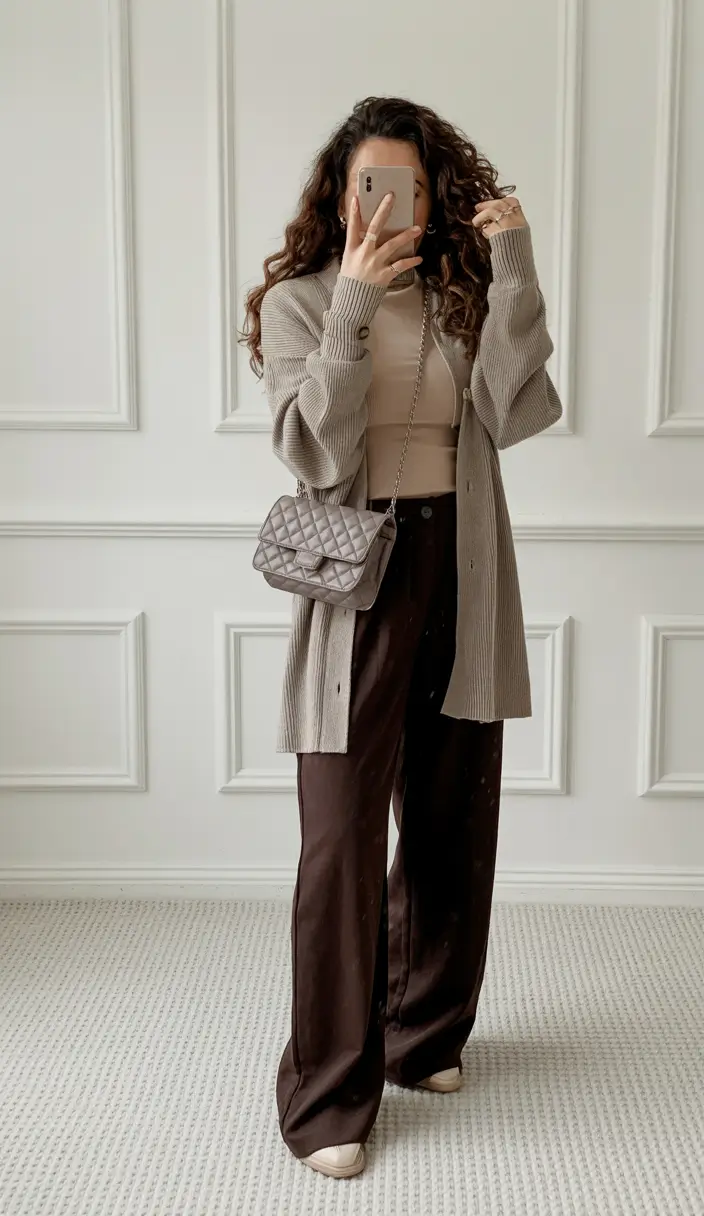 capsule wardrobe outfits autumn Soft Neutrals and Cozy Layers