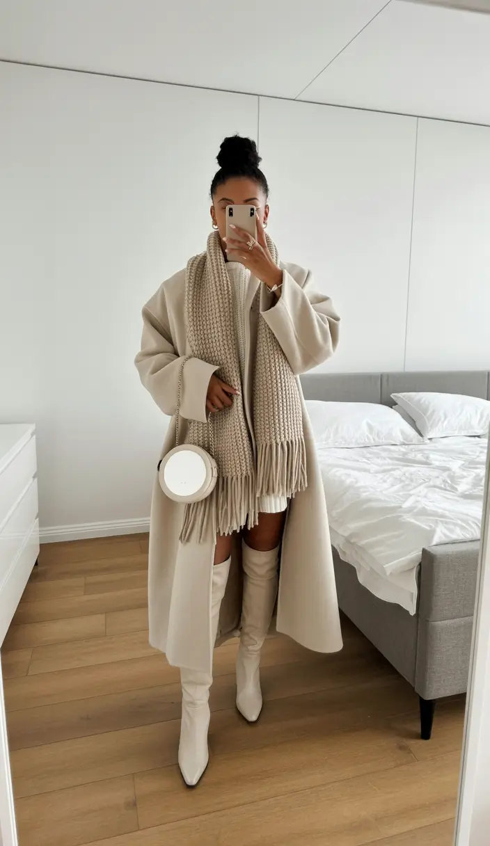 outfits for black women winter Monochrome Cream Dream