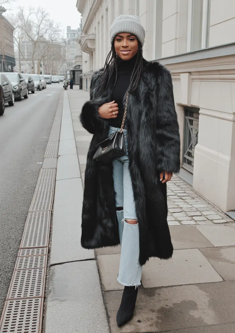 outfits for black women winter City Luxe in Faux Fur