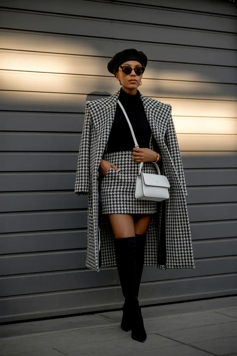 outfits for black women classy Monochrome Elegance with a Parisian Twist