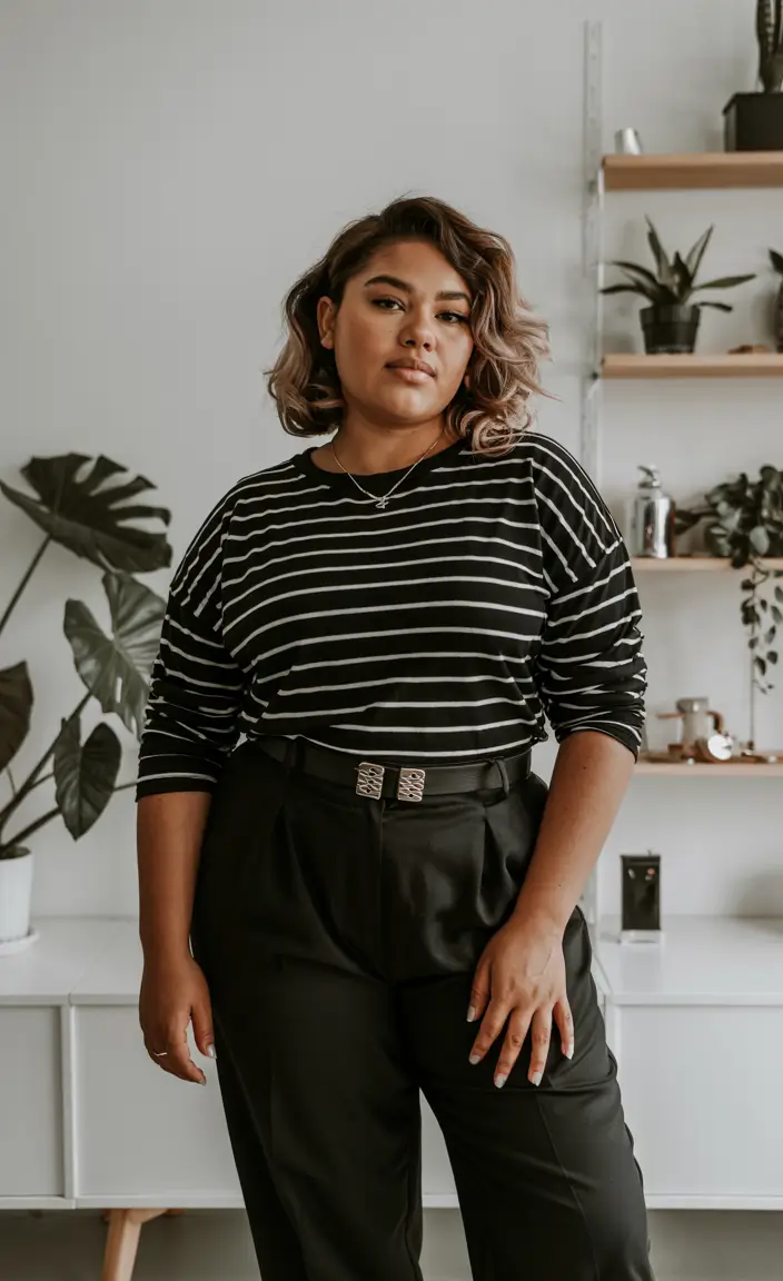 plus size outfits Modern Minimalist Stripes