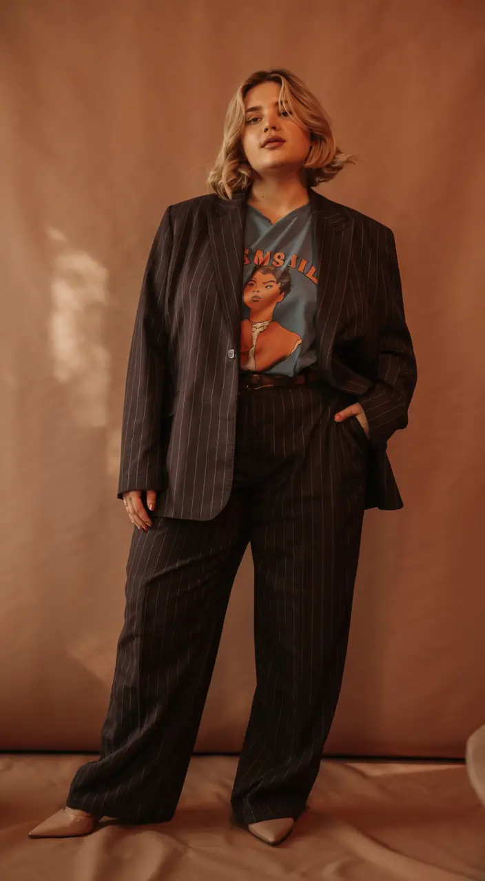 plus size outfits Pinstripe Cool