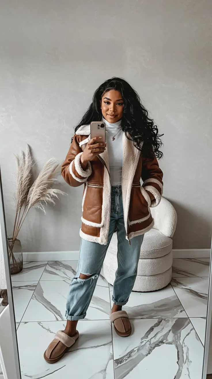 plus size outfits winter Shearling and Shine