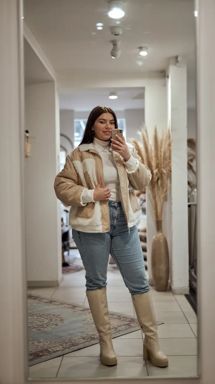 plus size outfits autumn Retro Beige Cool