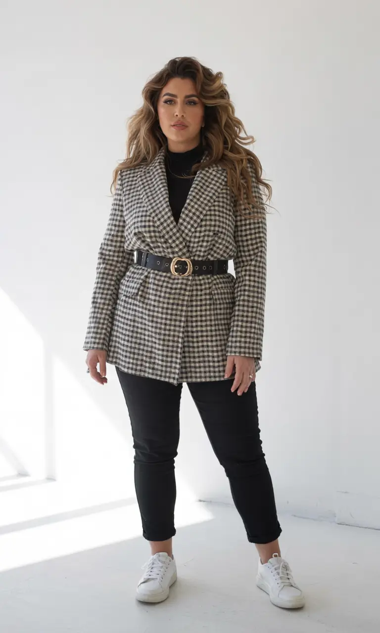 plus size outfits Checked and Confident