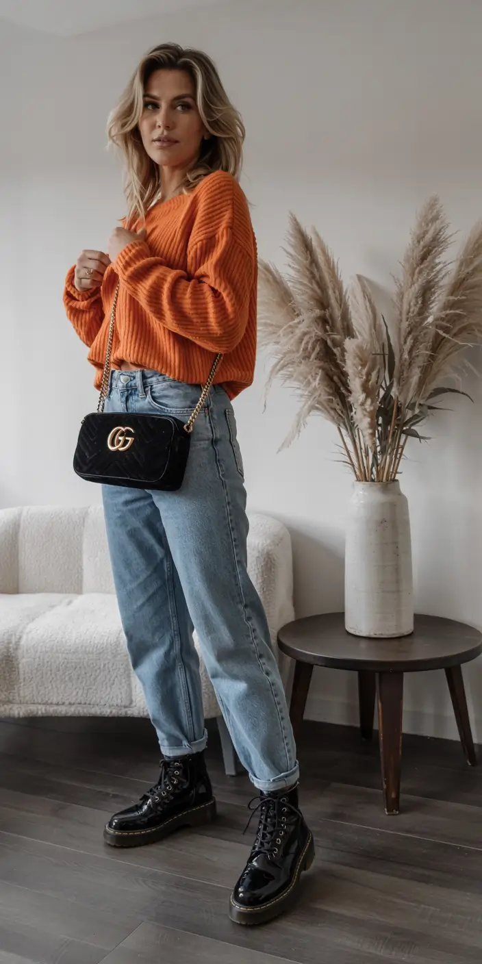 sweater outfits aesthetic Bold Energy in Burnt Orange