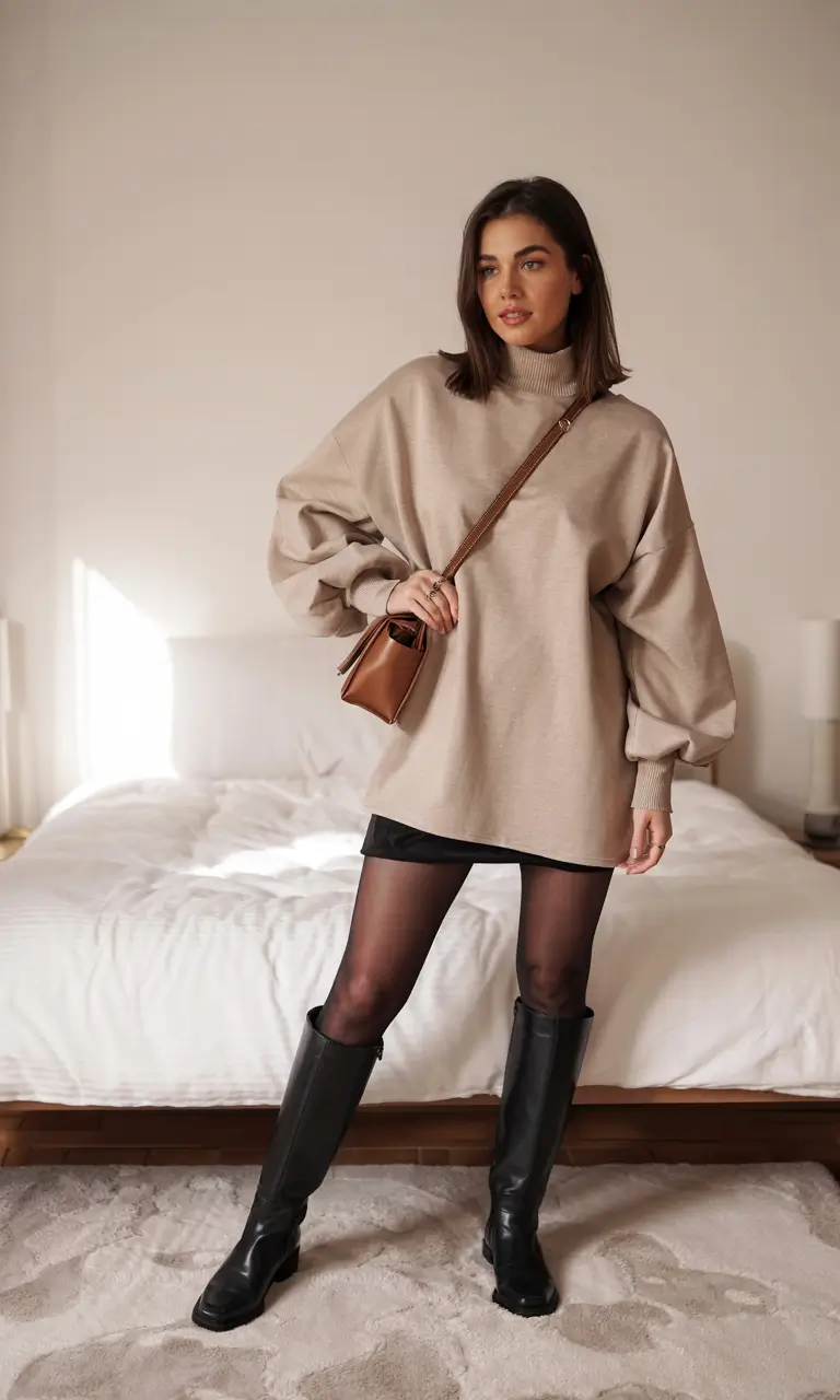 sweater outfits winter Modern Minimalism with a Hint of Edge