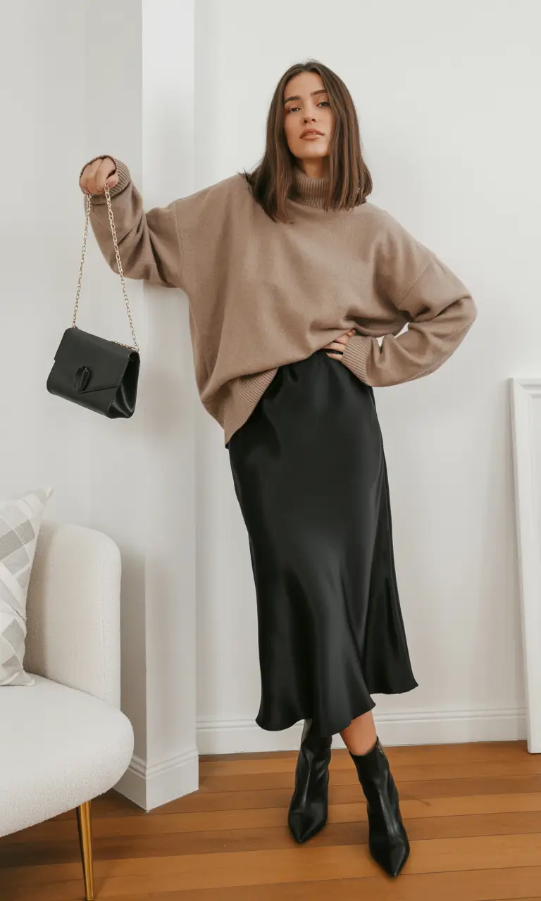 wedding guest outfits casual - Satin Skirt Look