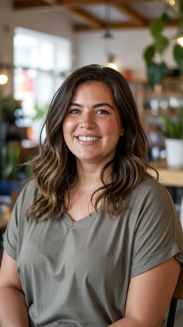 chubby face haircut inspiration 2026 Long Layered Waves With Soft Contouring