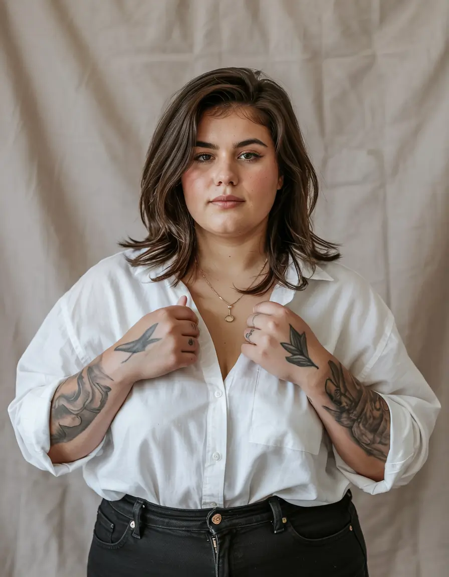 chubby face haircut inspiration 2026 Soft Shoulder Layers With Face Framing