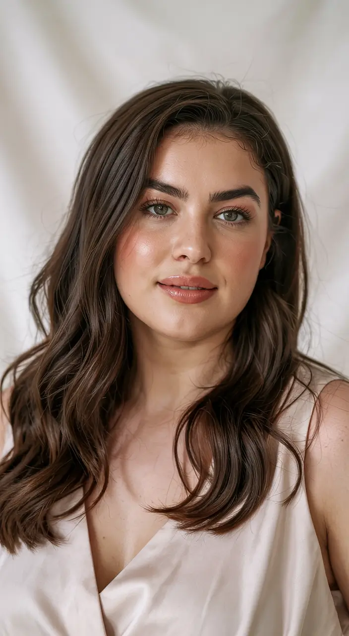 chubby face haircut inspiration 2026 Loose Long Waves for Balanced Softness