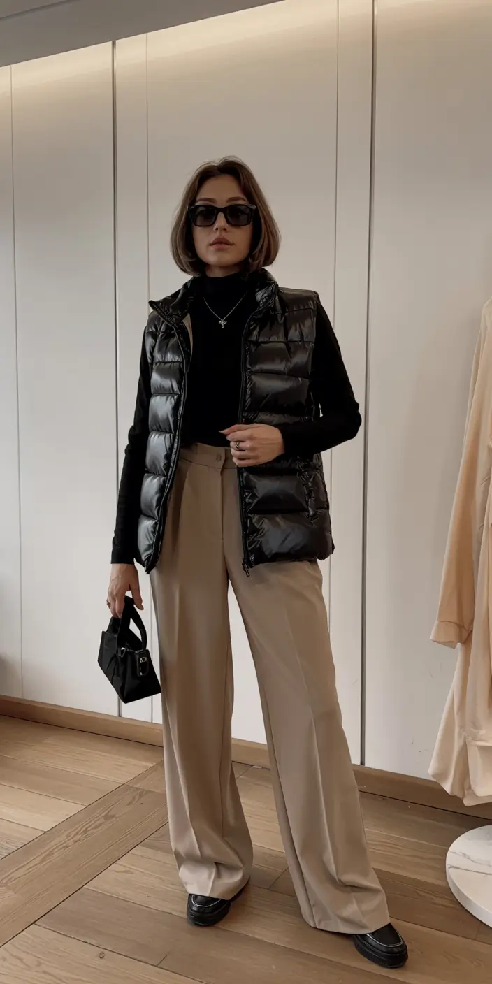 Cute midsize outfits 2026 - Polished Minimal Puffer Vest Chic