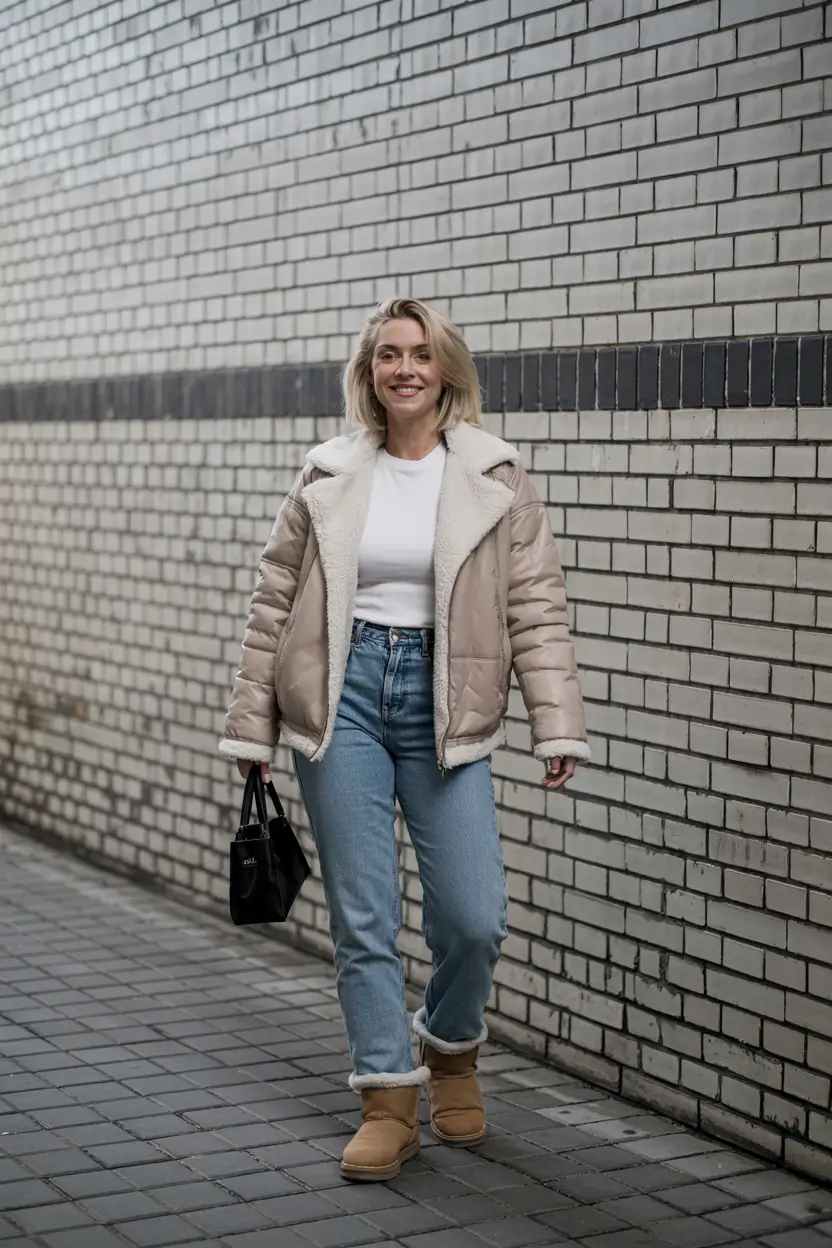 outfits midsize girl Warm Neutrals for a Soft Winter Stroll