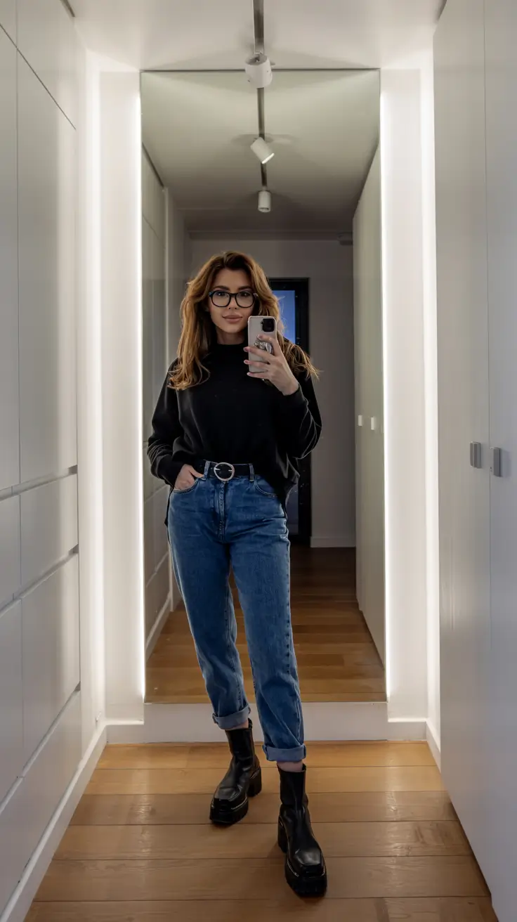 outfits midsize girl Midnight Minimalism With an Urban Edge