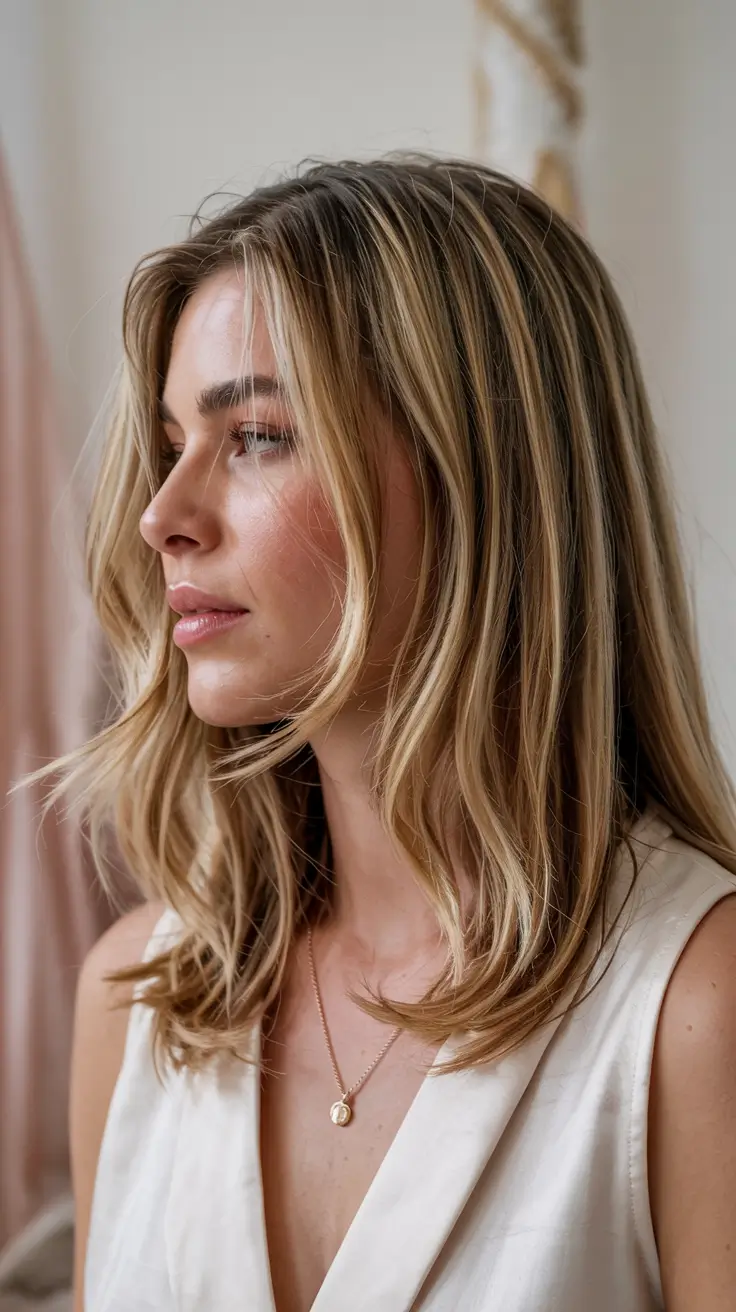 dark blonde hair color 2026 Golden Balayage Layers