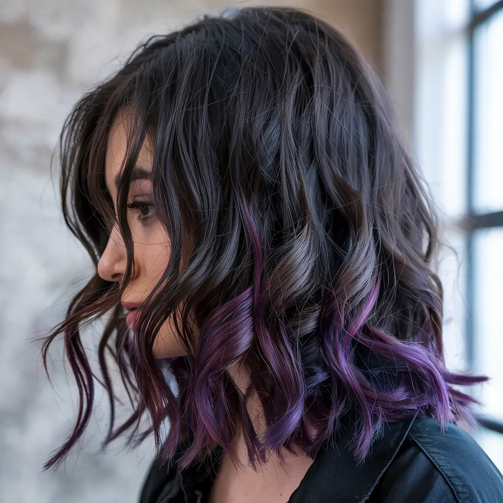 dark brown hair color 2026 Midnight Violet Ends